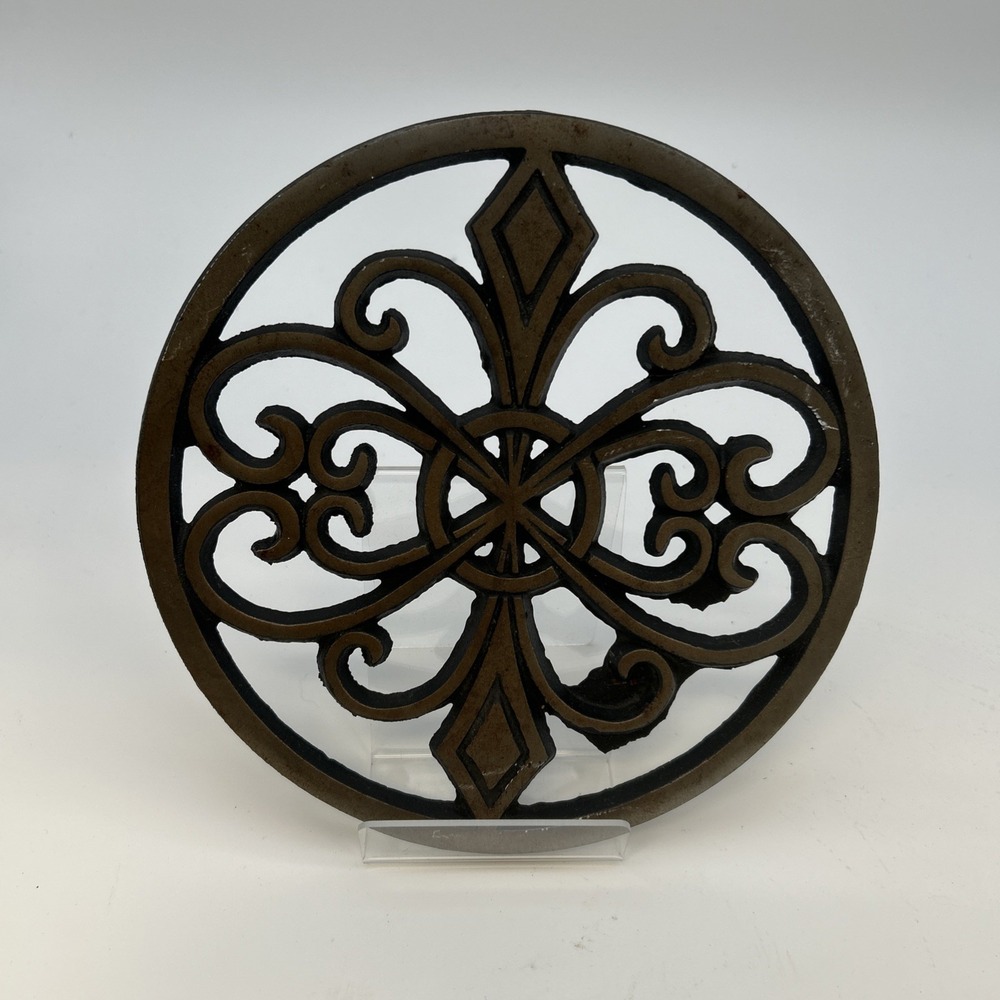 Heavy Duty Cast Iron Trivet – 8 Inch Round Metal Hot Pot Stand,